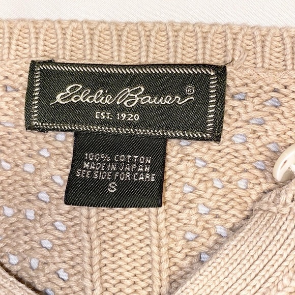 VINTAGE EDDIE BAUER Granny Coastal Grandma Preppy Pointelle Cable Knit Cardigan - Picture 5 of 5
